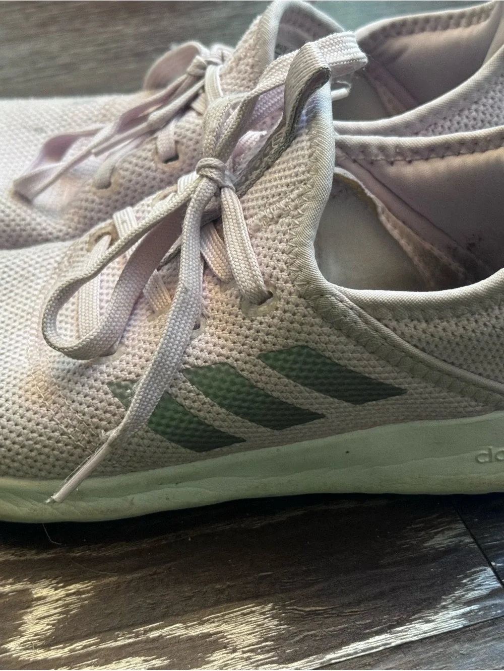 adidas Women’s Light Pink Knit Lace-Up Athletic Sneakers